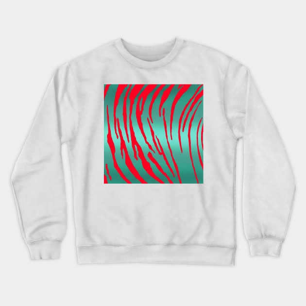 Metallic Tiger Stripes Green Red Crewneck Sweatshirt by BlakCircleGirl